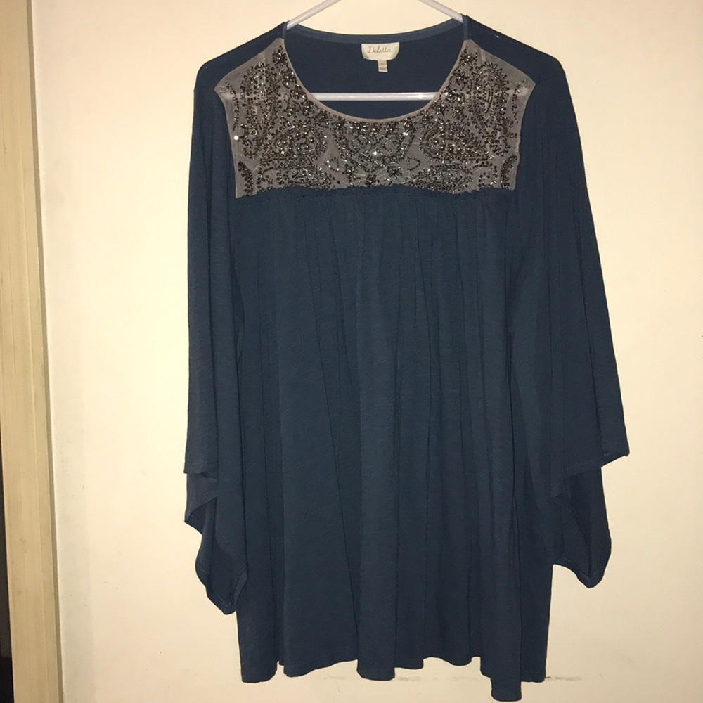 Anthropologie / Deletta XL Bell-Sleeve Sequin Top